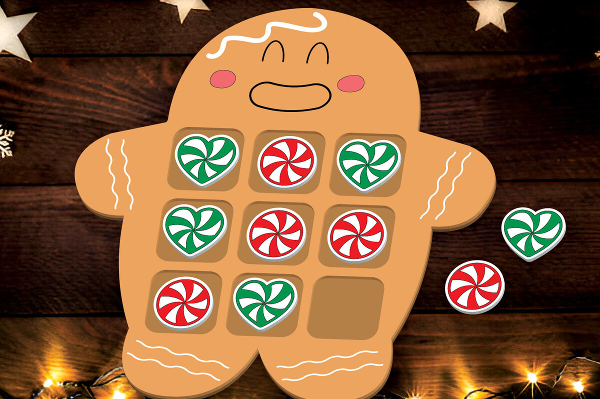 Σετ των 2 Intra απο ξύλο plywood 3mm-4mm πάχος - Χριστουγεννιάτικο παιχνίδι Tic Tac Toe Laser Cut  Δίασταση 15x15 cm INTRAFABR-107840071