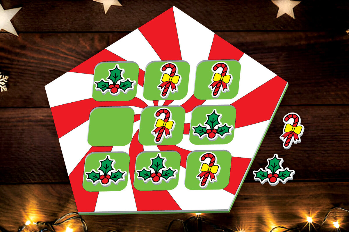 Σετ των 2 Intra απο ξύλο plywood 3mm-4mm πάχος - Χριστουγεννιάτικο παιχνίδι Tic Tac Toe Laser Cut  Δίασταση 15x15 cm INTRAFABR-107840272