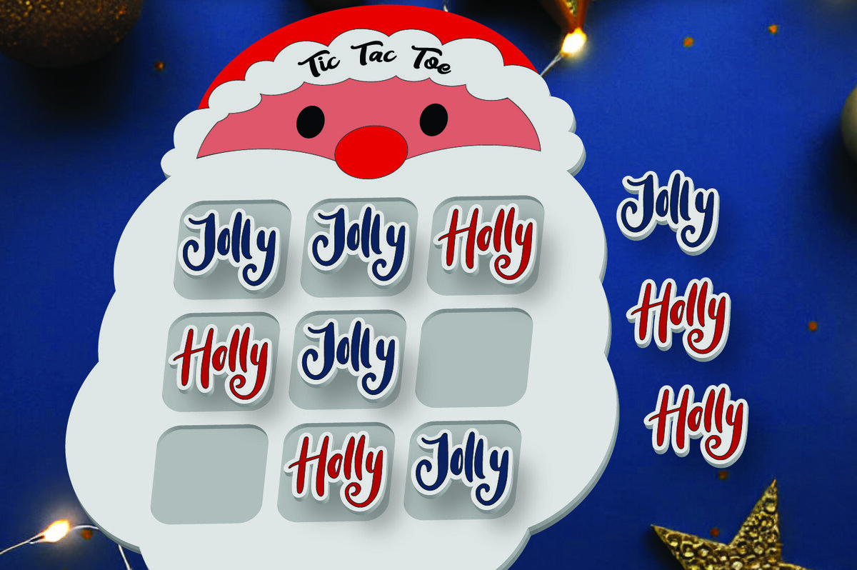 Σετ των 2 Intra απο ξύλο plywood 3mm-4mm πάχος - Χριστουγεννιάτικο παιχνίδι Tic Tac Toe Laser Cut  Δίασταση 15x15 cm INTRAFABR-107771771