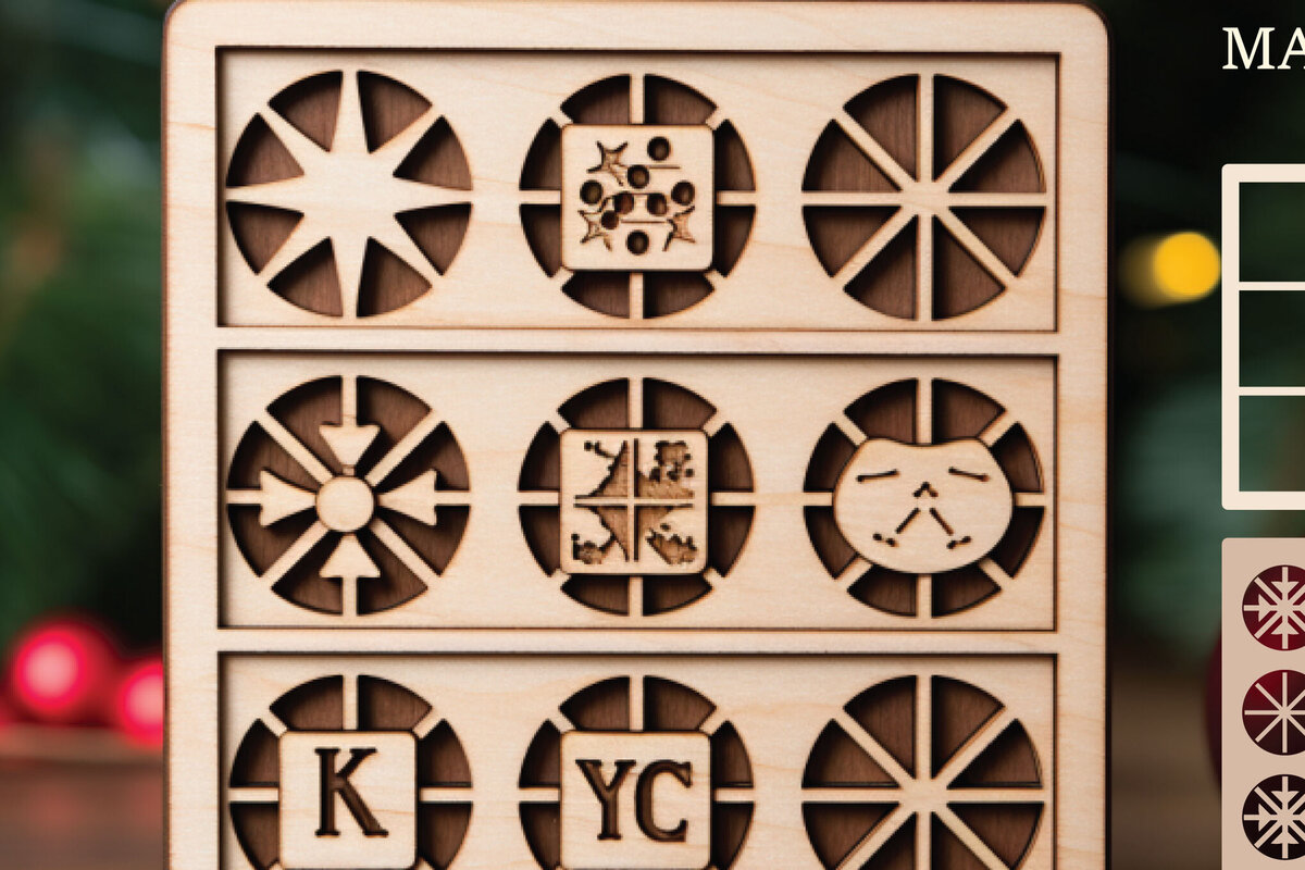 Σετ των 3 Intra απο ξύλο plywood 3mm-4mm πάχος - Χριστουγεννιάτικο παιχνίδι Tic Tac Toe Laser Cut  Δίασταση 4x4 cm INTRAFABR-82300365