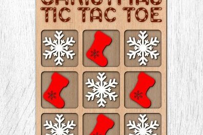 Intra απο ξύλο plywood 3mm-4mm πάχος - Χριστουγεννιάτικο παιχνίδι Tic Tac Toe Laser Cut Δίασταση 15x15 cm INTRAFABR-38099928