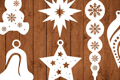 Σετ των 2 Intra απο ξύλο plywood 3mm-4mm πάχος - Christmas Toys , Christmas Laser Cut Δίασταση 15x15 cm INTRAFABR-18611793