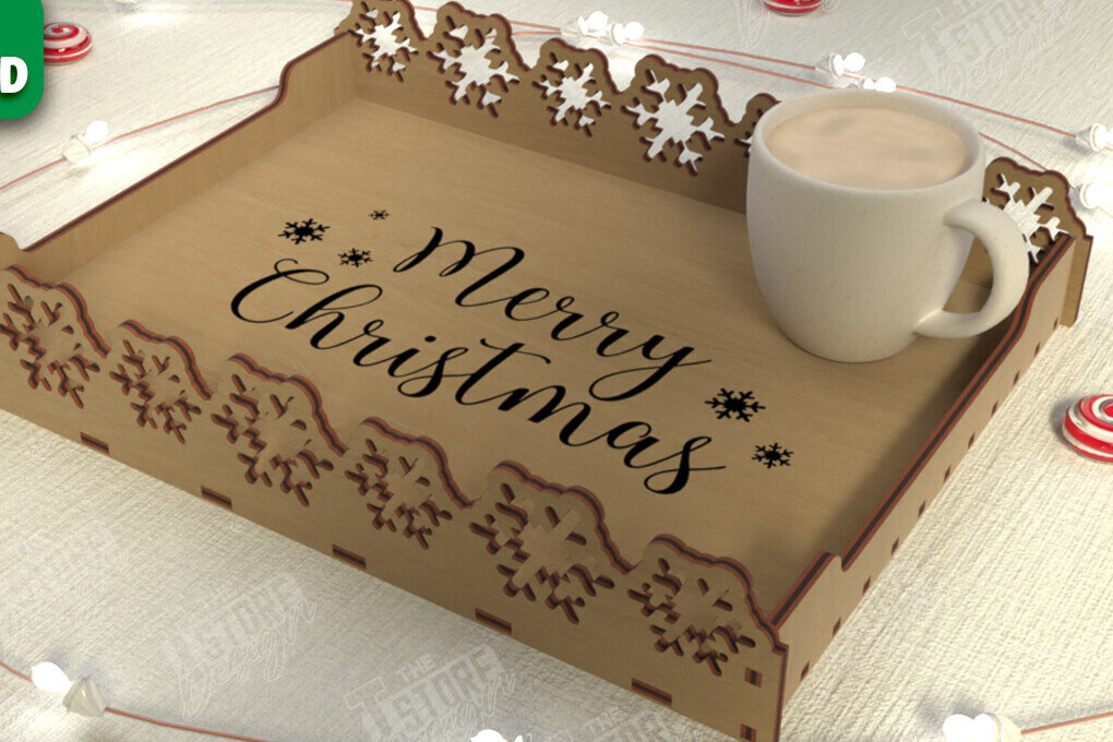 Σετ των 2 Intra απο ξύλο plywood 3mm-4mm πάχος - Χριστουγεννιάτικος Δίσκος | Δίσκος ορεκτικών για σνακ Δίασταση 15x15 cm INTRAFABR-107185706