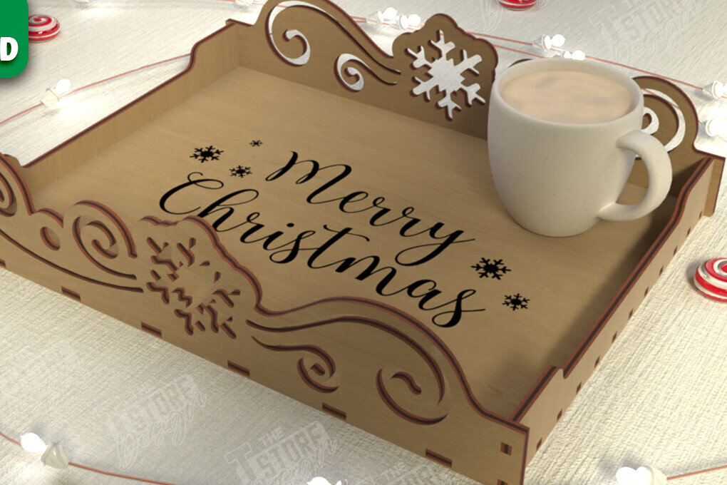 Σετ των 2 Intra απο ξύλο plywood 3mm-4mm πάχος - Χριστουγεννιάτικος Δίσκος | Δίσκος ορεκτικών για σνακ Δίασταση 15x15 cm INTRAFABR-107185667