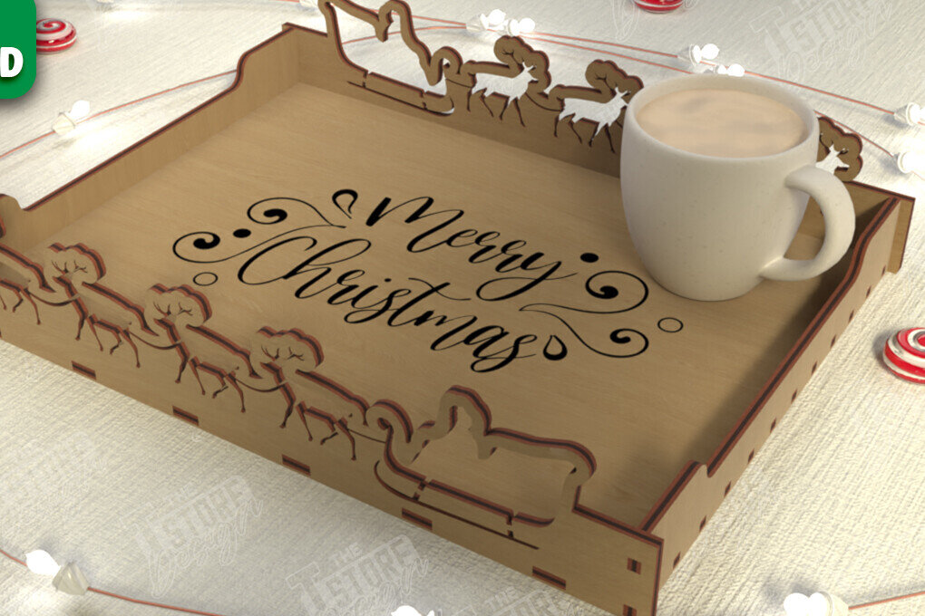 Σετ των 2 Intra απο ξύλο plywood 3mm-4mm πάχος - Χριστουγεννιάτικος Δίσκος | Δίσκος ορεκτικών για σνακ Δίασταση 15x15 cm INTRAFABR-107185674