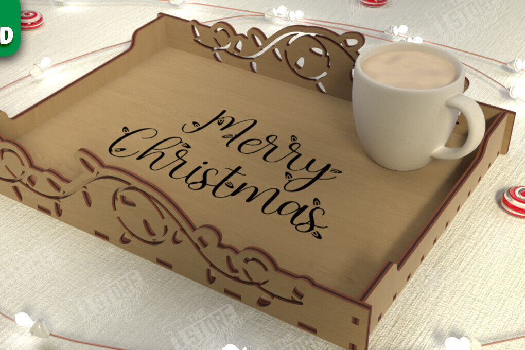 Σετ των 2 Intra απο ξύλο plywood 3mm-4mm πάχος - Χριστουγεννιάτικος Δίσκος | Δίσκος ορεκτικών για σνακ Δίασταση 15x15 cm INTRAFABR-107185685