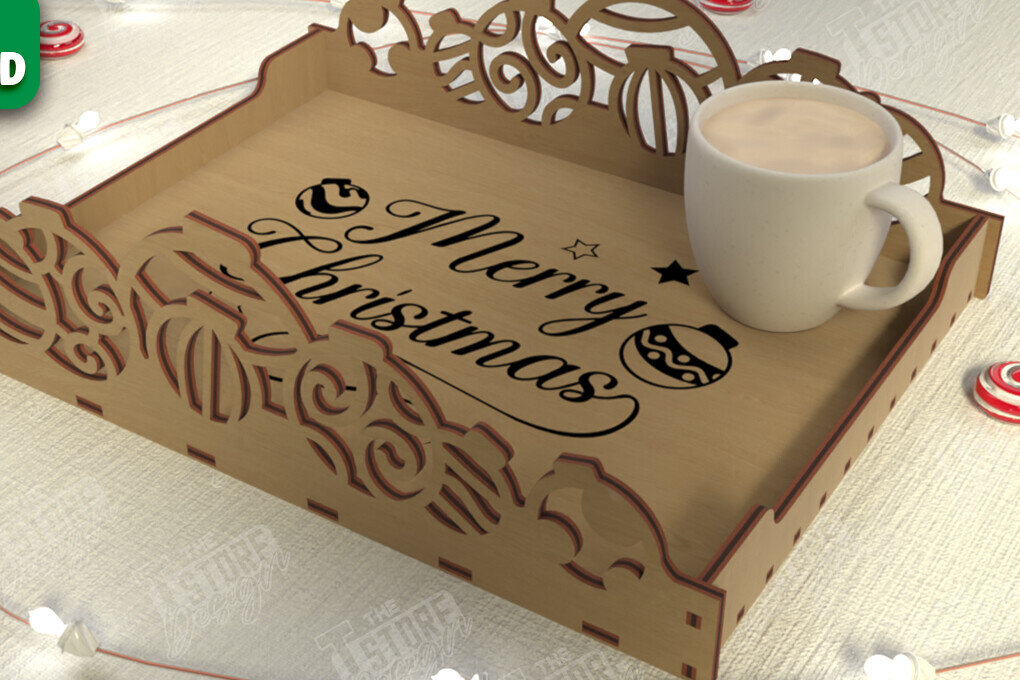 Σετ των 2 Intra απο ξύλο plywood 3mm-4mm πάχος - Χριστουγεννιάτικος Δίσκος | Δίσκος ορεκτικών για σνακ Δίασταση 15x15 cm INTRAFABR-107185691