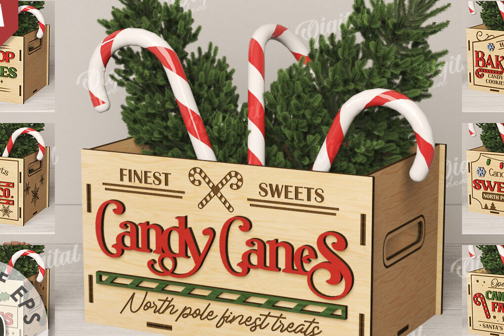 Σετ των 2 Intra απο ξύλο plywood 3mm-4mm πάχος - Κουτιά χριστουγεννιάτικων λιχουδιών Πακέτο κοπής με λέιζερ Δίασταση 15x15 cm INTRAFABR-111221711