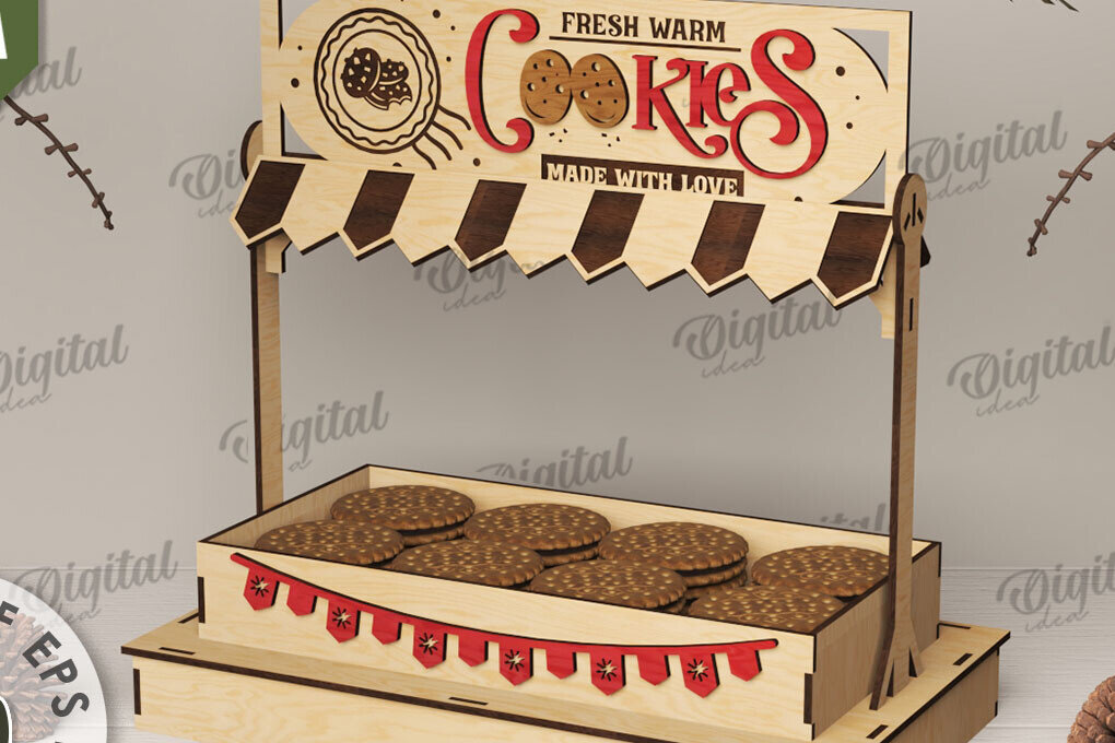 Σετ των 2 Intra απο ξύλο plywood 3mm-4mm πάχος - Χριστουγεννιάτικες λιχουδιές Shop Stand Laser cut Δίασταση 15x15 cm INTRAFABR-110111899