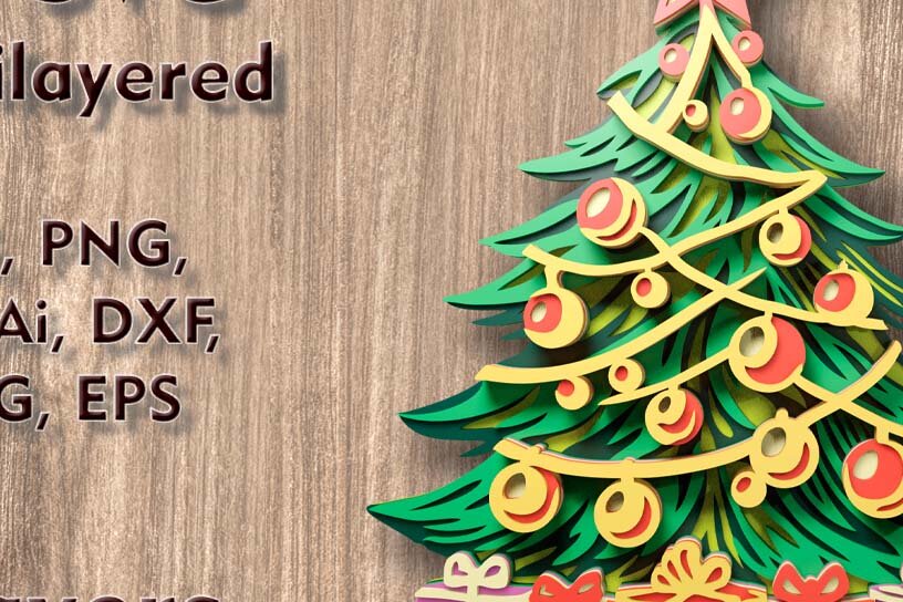 Intra απο ξύλο plywood 3mm-4mm πάχος -  με λέιζερ 3d  Χριστουγεννιάτικου Δέντρου Δίασταση 250x210 cm INTRAFABR-108890359