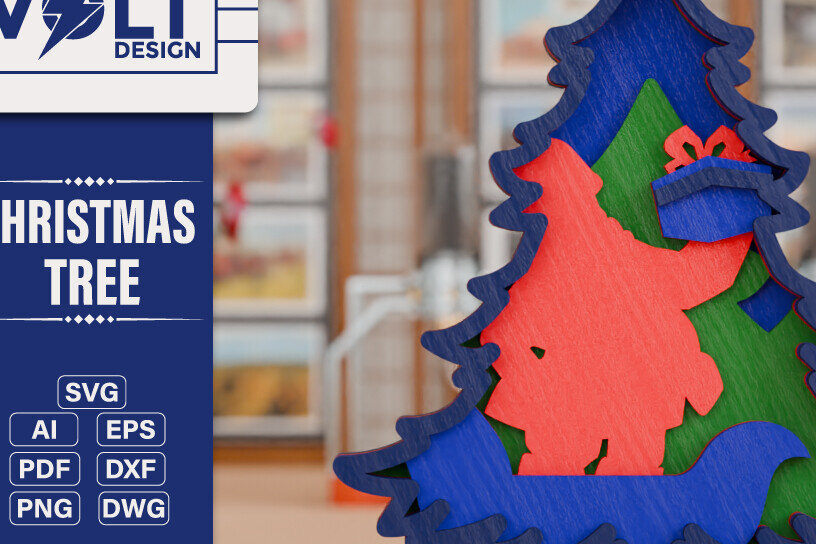 Σετ των 2 Intra απο ξύλο plywood 3mm-4mm πάχος - Χριστουγεννιάτικο Δέντρο 3D  Multilayer BNDLE Δίασταση 20x25 cm INTRAFABR-108981151