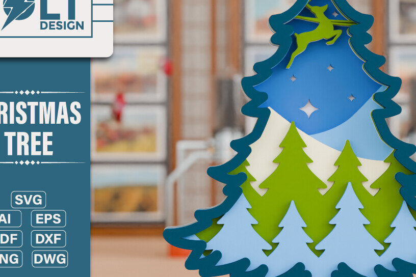 Σετ των 3 Intra απο ξύλο plywood 3mm-4mm πάχος - Χριστουγεννιάτικο δέντρο 3D  Πολυστρωματική κοπή Δίασταση 20x25 cm INTRAFABR-108799667