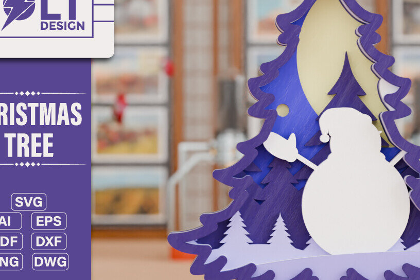 Σετ των 2 Intra απο ξύλο plywood 3mm-4mm πάχος - Χριστουγεννιάτικο δέντρο 3D  Πολυστρωματική κοπή Δίασταση 20x25 cm INTRAFABR-108138192