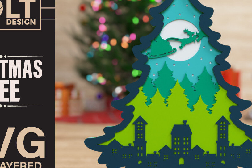 Intra απο ξύλο plywood 3mm-4mm πάχος - Χριστουγεννιάτικο δέντρο 3D  Πολυστρωματική κοπή Δίασταση 40x50 cm INTRAFABR-76153567