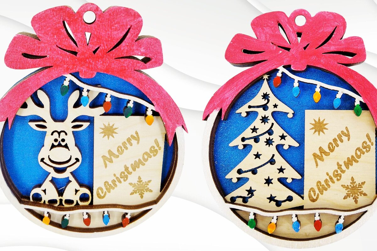 Intra απο ξύλο plywood 3mm-4mm πάχος - Χριστουγεννιάτικο δέντρο μπάλα 2 πρότυπο κοπής με λέιζερ Δίασταση 88x71 cm INTRAFABR-108905106