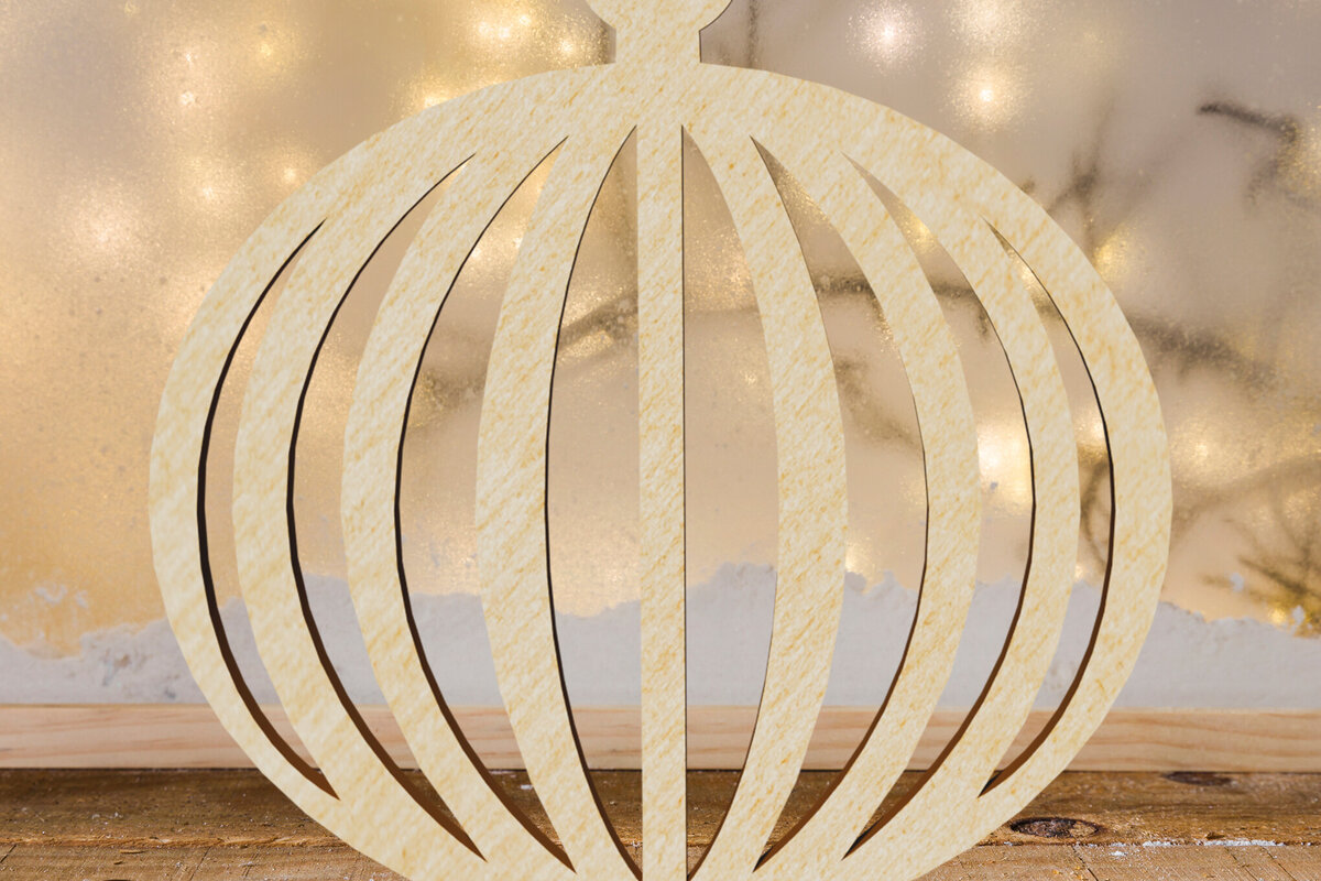 Σετ των 3 Intra απο ξύλο plywood 3mm-4mm πάχος - Χριστουγεννιάτικο δέντρο με μπάλα παιχνίδι ξύλινα κομμένα αρχεία Δίασταση 5x3 cm INTRAFABR-107860877