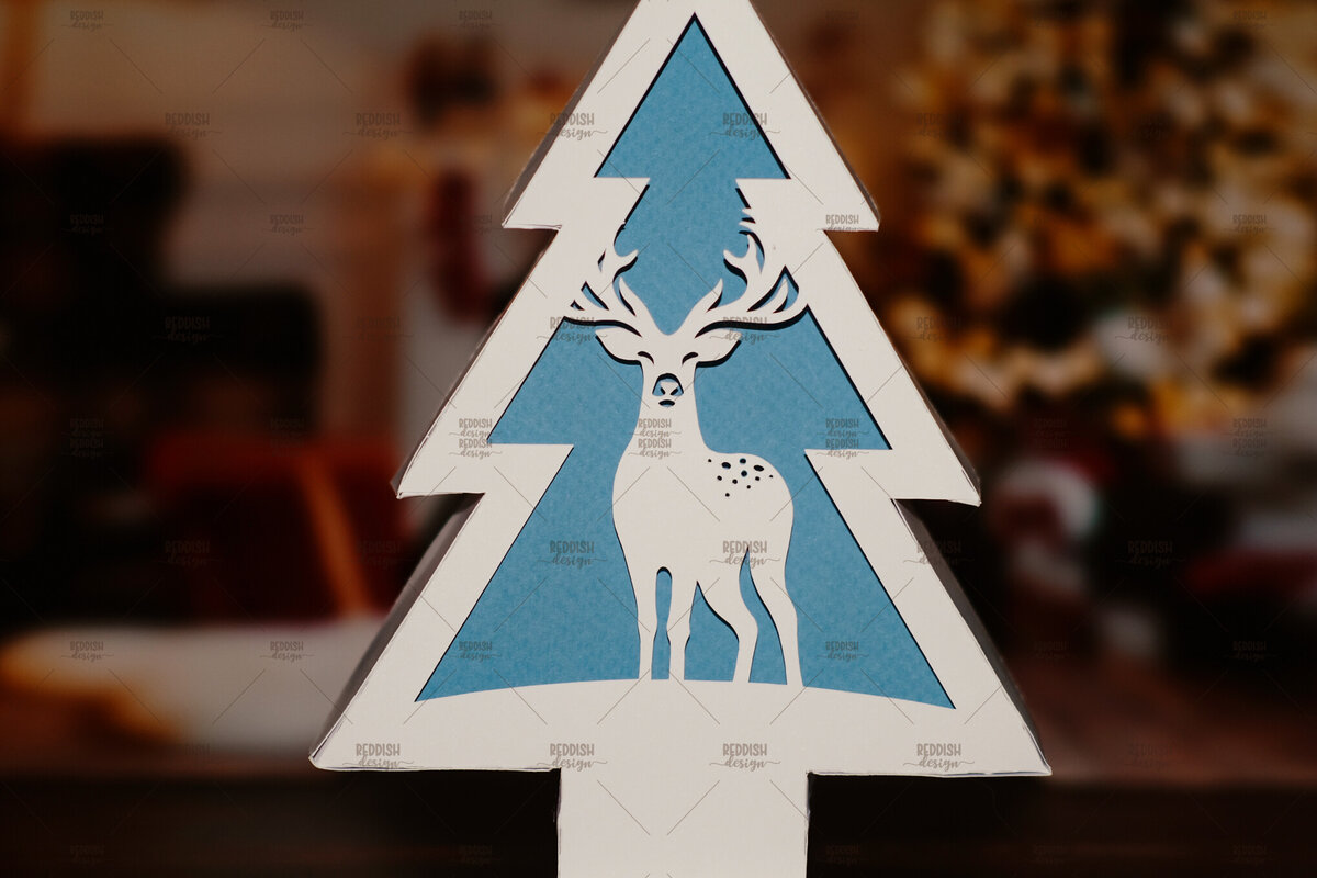 Σετ των 2 Intra απο ξύλο plywood 3mm-4mm πάχος - Χριστουγεννιάτικο Δέντρο Κουτί  Δίασταση 20x20 cm INTRAFABR-106594587