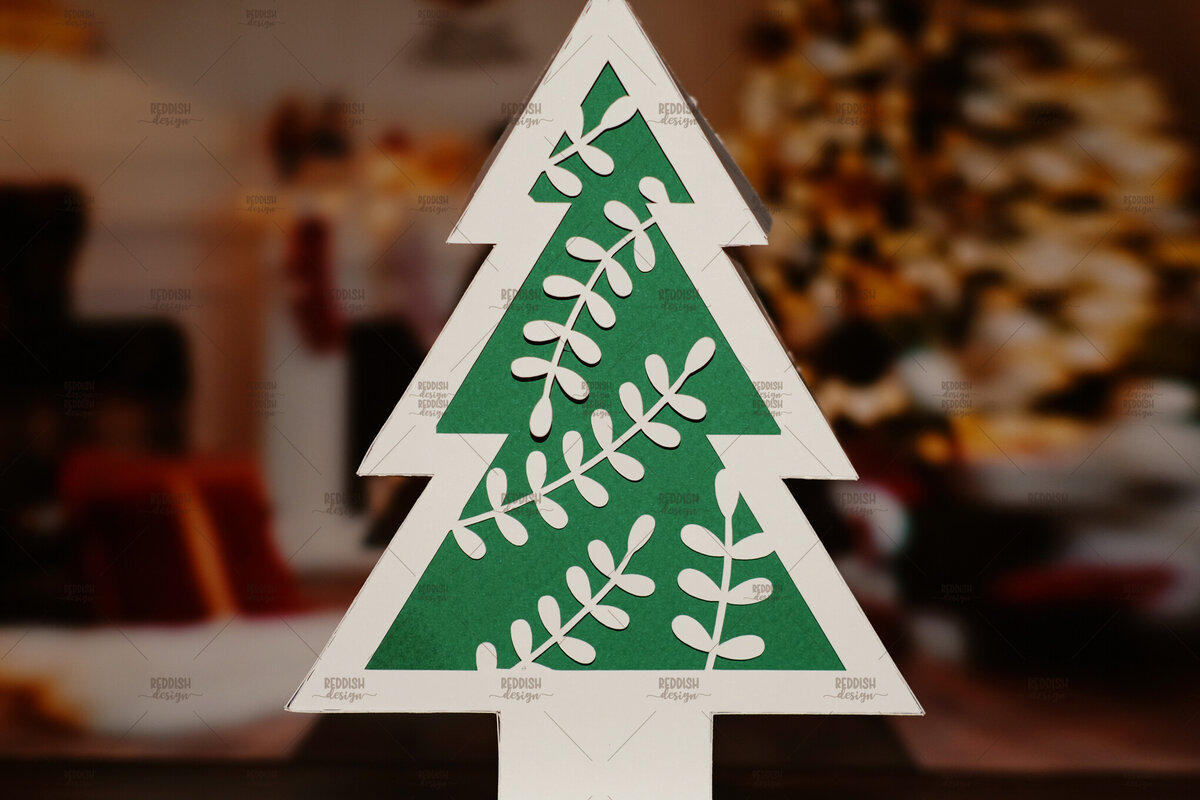 Σετ των 2 Intra απο ξύλο plywood 3mm-4mm πάχος - Χριστουγεννιάτικο Δέντρο Κουτί  Δίασταση 20x20 cm INTRAFABR-106594647