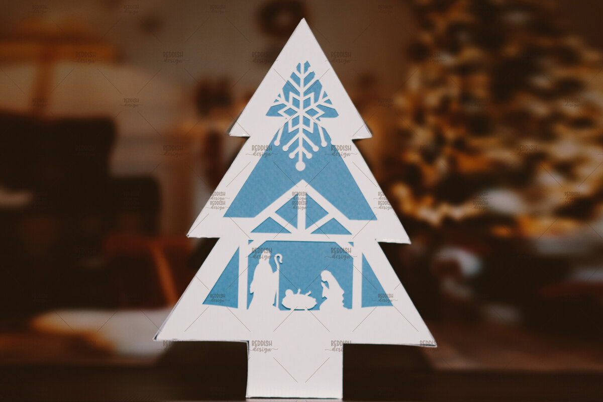 Σετ των 2 Intra απο ξύλο plywood 3mm-4mm πάχος - Χριστουγεννιάτικο Δέντρο Κουτί  Δίασταση 20x20 cm INTRAFABR-106594297