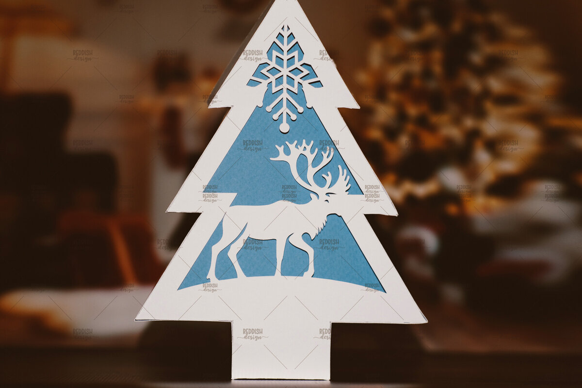 Σετ των 2 Intra απο ξύλο plywood 3mm-4mm πάχος - Χριστουγεννιάτικο Δέντρο Κουτί  Δίασταση 20x20 cm INTRAFABR-106594499