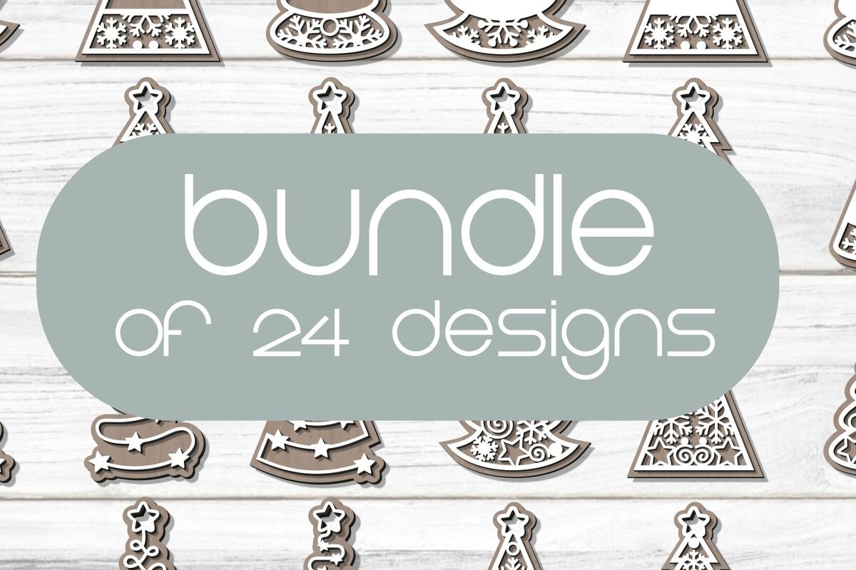 Σετ των 3 Intra απο ξύλο plywood 3mm-4mm πάχος - Χριστουγεννιάτικο Δέντρο ΔΕΜΑ 24 Σχεδίων  Δίασταση 6x6 cm INTRAFABR-79244672