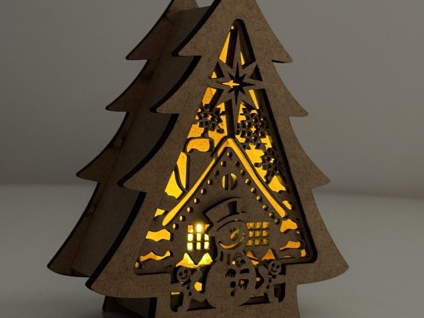 Σετ των 3 Intra απο ξύλο plywood 3mm-4mm πάχος - Κηροπήγιο Χριστουγεννιάτικου Δέντρου Δίασταση 5x6 cm INTRAFABR-108397573