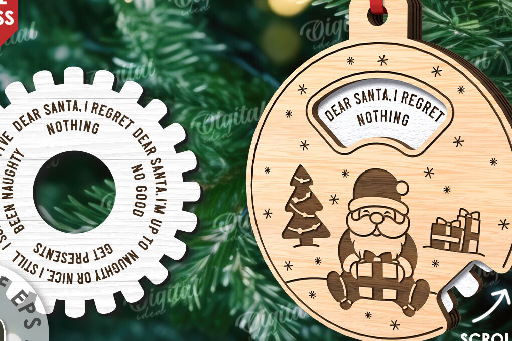 Σετ των 2 Intra απο ξύλο plywood 3mm-4mm πάχος - Διακόσμηση Χριστουγεννιάτικου Δέντρου  Δίασταση 15x15 cm INTRAFABR-110593790