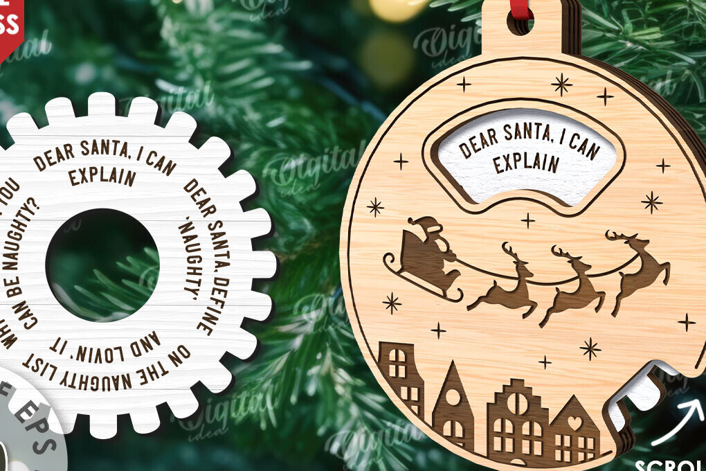 Σετ των 2 Intra απο ξύλο plywood 3mm-4mm πάχος - Διακόσμηση Χριστουγεννιάτικου Δέντρου  Δίασταση 15x15 cm INTRAFABR-110593849