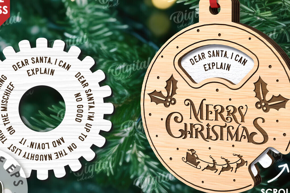 Σετ των 2 Intra απο ξύλο plywood 3mm-4mm πάχος - Διακόσμηση Χριστουγεννιάτικου Δέντρου  Δίασταση 15x15 cm INTRAFABR-110593906