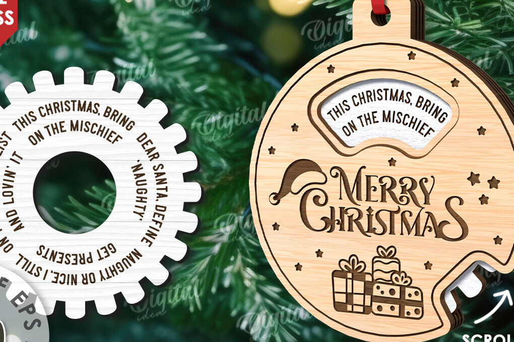 Σετ των 2 Intra απο ξύλο plywood 3mm-4mm πάχος - Διακόσμηση Χριστουγεννιάτικου Δέντρου  Δίασταση 15x15 cm INTRAFABR-110594061