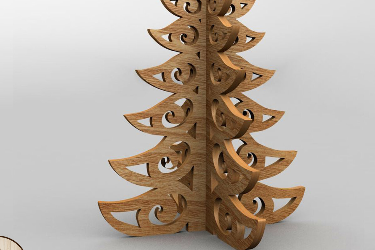 Intra απο ξύλο plywood 3mm-4mm πάχος - Διακοσμητικό τρισδιάστατο μοντέλο Χριστουγεννιάτικου Δέντρου Δίασταση 39x39 cm INTRAFABR-108416748
