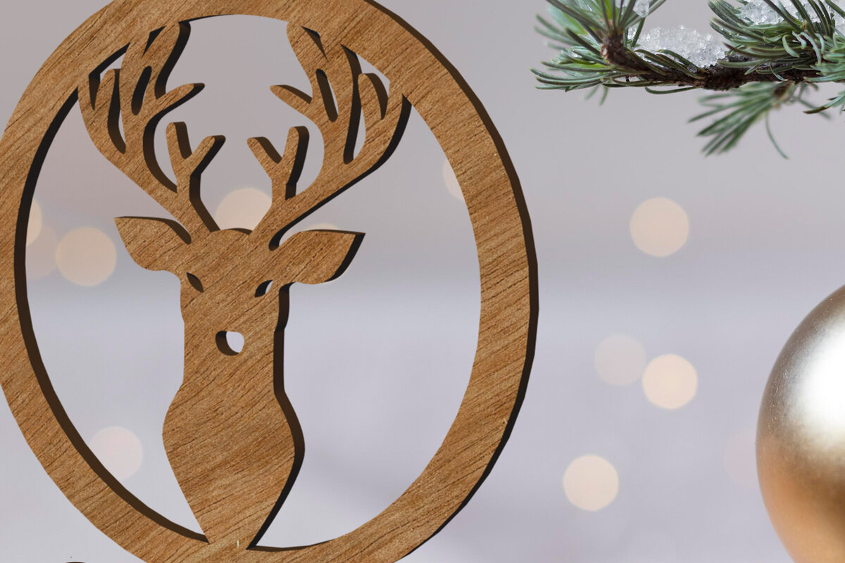 Σετ των 3 Intra απο ξύλο plywood 3mm-4mm πάχος - Πρότυπο στολίδι ελαφιών χριστουγεννιάτικου δέντρου Δίασταση 3x3 cm INTRAFABR-108206453