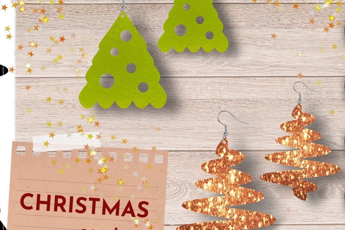 Σετ των 3 Intra απο ξύλο plywood 3mm-4mm πάχος - Σκουλαρίκια Χριστουγεννιάτικου Δέντρου, Κοπή με Laser  Δίασταση 3x3 cm INTRAFABR-38339969