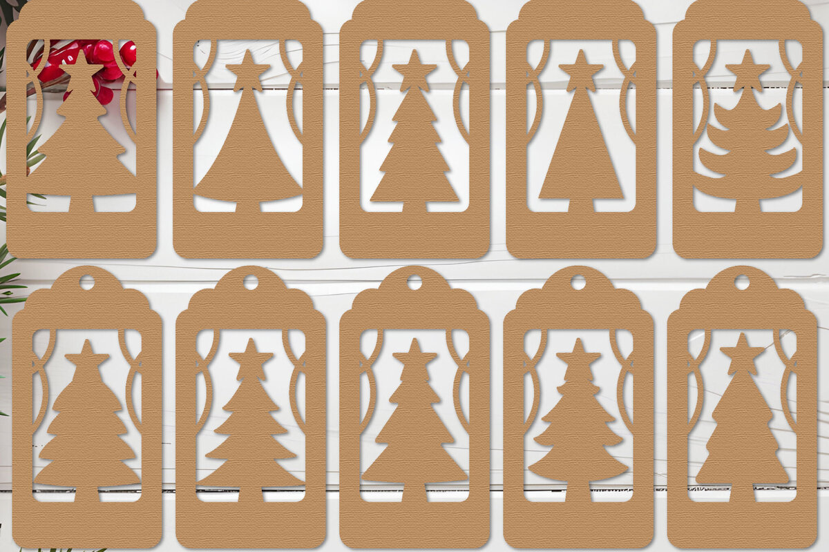 Intra απο ξύλο plywood 3mm-4mm πάχος - Πακέτο κοπής με λέιζερ με ετικέτα δώρου Χριστουγεννιάτικου δέντρου Δίασταση 30x20 cm INTRAFABR-111624317