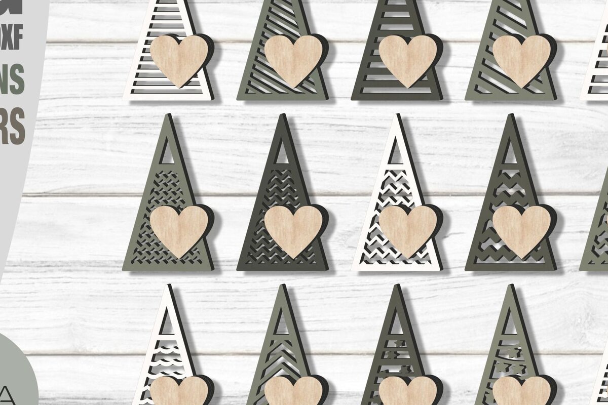 Σετ των 2 Intra απο ξύλο plywood 3mm-4mm πάχος - Χριστουγεννιάτικο Δέντρο Ετικέτες Δώρο Δέντρο Δίασταση 15x15 cm INTRAFABR-107243188