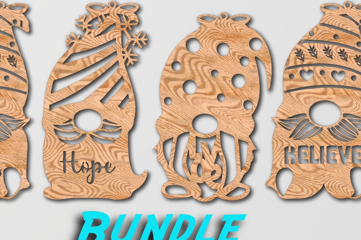 Σετ των 3 Intra απο ξύλο plywood 3mm-4mm πάχος - Δέσμη στολίδι Χριστουγεννιάτικο Δέντρο Gnome Δίασταση 6x6 cm INTRAFABR-39147235