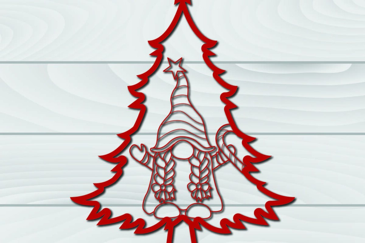 Intra απο ξύλο plywood 3mm-4mm πάχος - Χριστουγεννιάτικο δέντρο Gnome Paper Cut 3d  Δίασταση 1200x1200 cm INTRAFABR-79955096