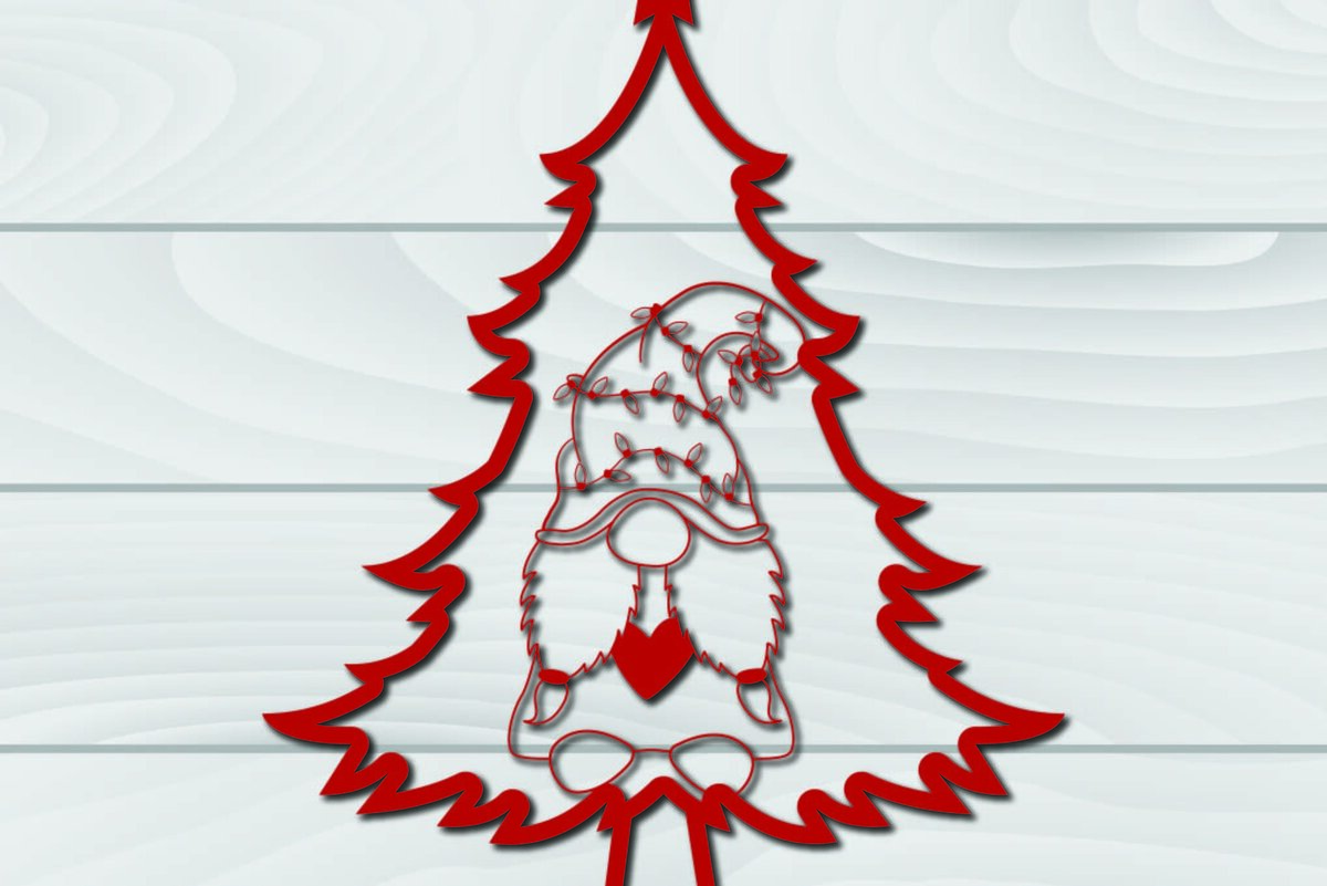 Σετ των 3 Intra απο ξύλο plywood 3mm-4mm πάχος - Χριστουγεννιάτικο δέντρο Gnome Paper Cut 3d  Δίασταση 1200x1200 cm INTRAFABR-79955112