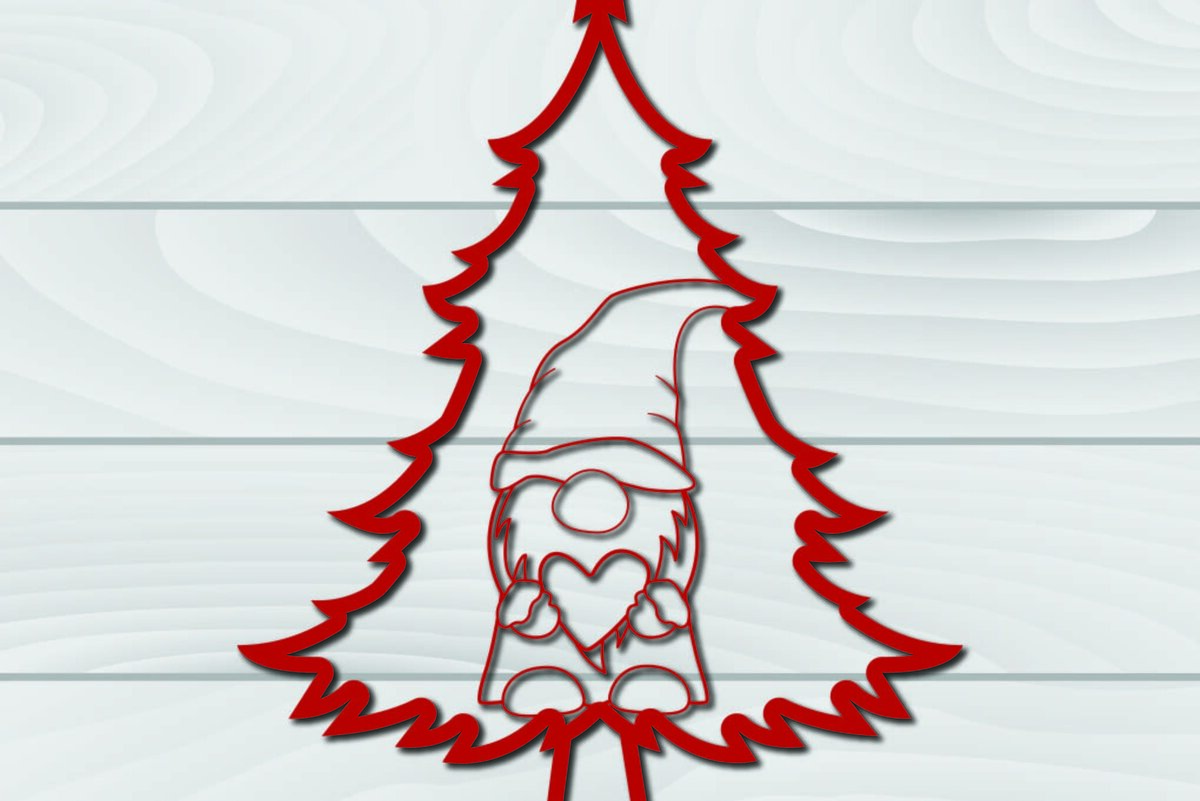 Σετ των 2 Intra απο ξύλο plywood 3mm-4mm πάχος - Χριστουγεννιάτικο δέντρο Gnome Paper Cut 3d  Δίασταση 1200x1200 cm INTRAFABR-79955126