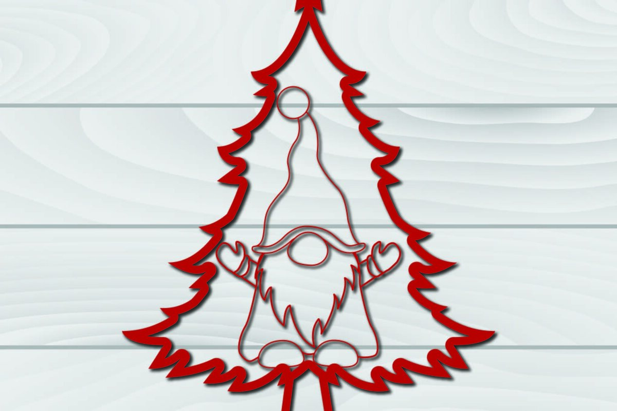 Σετ των 2 Intra απο ξύλο plywood 3mm-4mm πάχος - Χριστουγεννιάτικο δέντρο Gnome Paper Cut 3d  Δίασταση 1200x1200 cm INTRAFABR-79955128