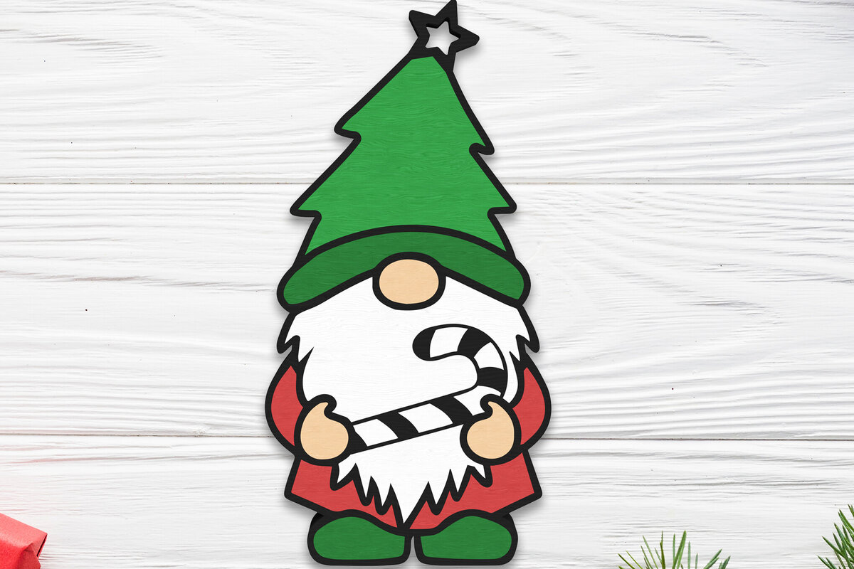 Intra απο ξύλο plywood 3mm-4mm πάχος - Χριστουγεννιάτικο Δέντρο Gnome  Δίασταση 30x20 cm INTRAFABR-109510435