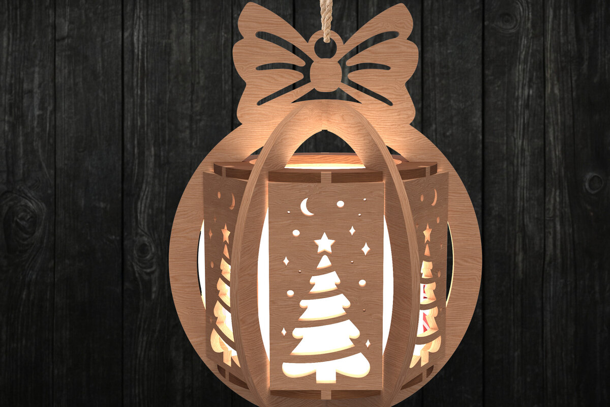 Σετ των 3 Intra απο ξύλο plywood 3mm-4mm πάχος - Στολίδι φαναριού Χριστουγεννιάτικου Δέντρου Δίασταση 6x6 cm INTRAFABR-108508390