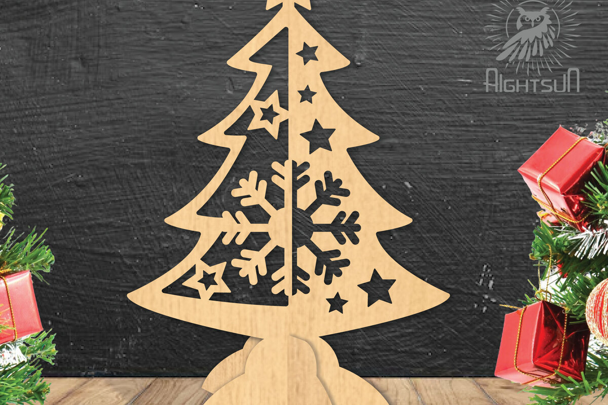 Σετ των 2 Intra απο ξύλο plywood 3mm-4mm πάχος - Διακόσμηση Χριστουγεννιάτικου Δέντρου Cut Laser  Δίασταση 20x20 cm INTRAFABR-112296028