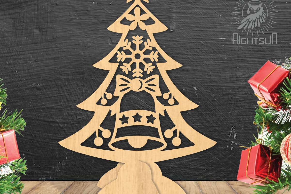 Σετ των 2 Intra απο ξύλο plywood 3mm-4mm πάχος - Διακόσμηση Χριστουγεννιάτικου Δέντρου Cut Laser  Δίασταση 20x20 cm INTRAFABR-112296089