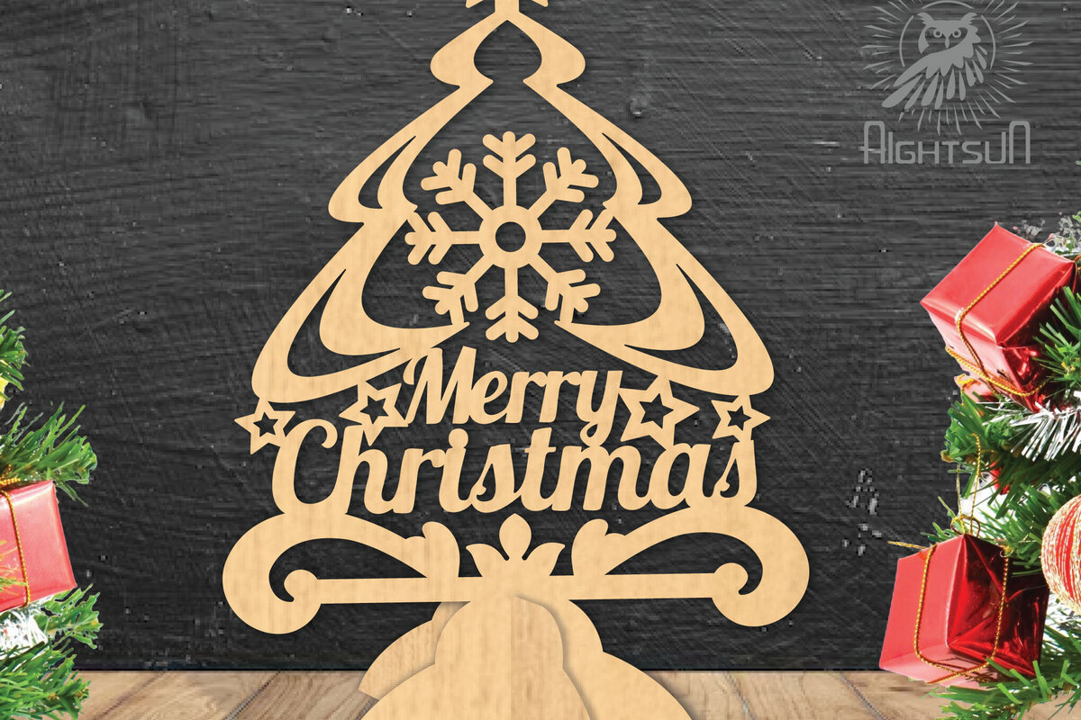 Σετ των 2 Intra απο ξύλο plywood 3mm-4mm πάχος - Διακόσμηση Χριστουγεννιάτικου Δέντρου Cut Laser  Δίασταση 20x20 cm INTRAFABR-112295942