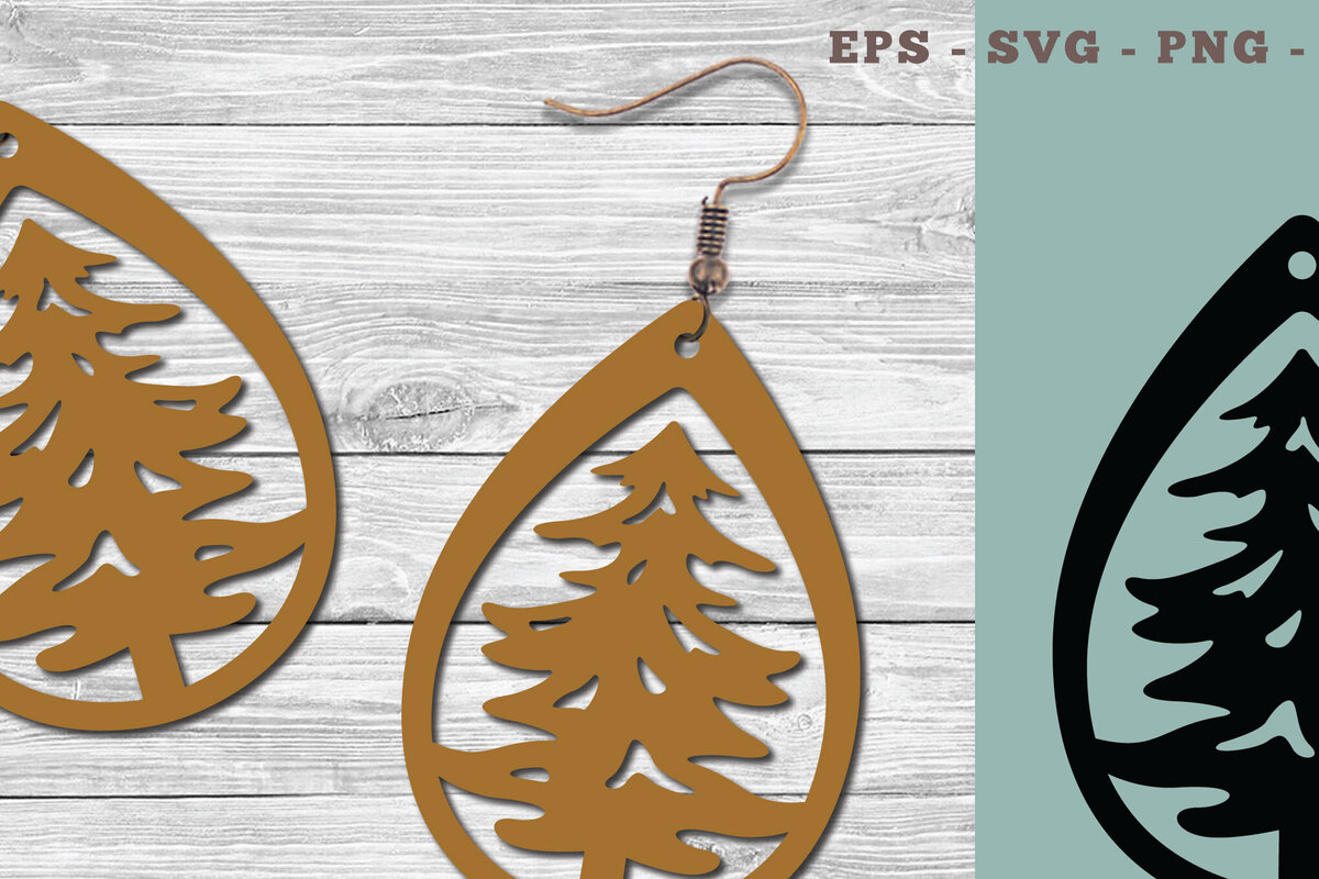 Σετ των 3 Intra απο ξύλο plywood 3mm-4mm πάχος - Σκουλαρίκια με λέιζερ χριστουγεννιάτικο δέντρο  Δίασταση 3x3 cm INTRAFABR-103776700