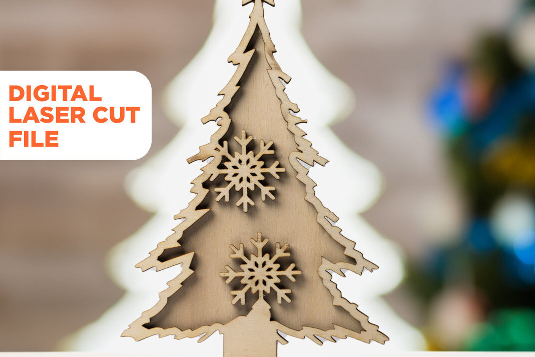 Σετ των 2 Intra απο ξύλο plywood 3mm-4mm πάχος - Χριστουγεννιάτικο Δέντρο –  κοπής με λέιζερ Δίασταση 138x222 cm INTRAFABR-84200759