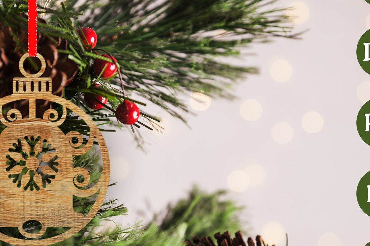 Σετ των 3 Intra απο ξύλο plywood 3mm-4mm πάχος - Στολίδι χριστουγεννιάτικου δέντρου με   Δίασταση 6x6 cm INTRAFABR-48633333