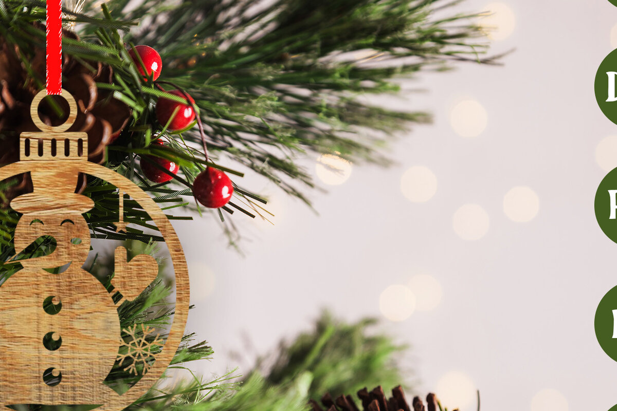 Σετ των 3 Intra απο ξύλο plywood 3mm-4mm πάχος - Στολίδι χριστουγεννιάτικου δέντρου με   Δίασταση 6x6 cm INTRAFABR-48615426