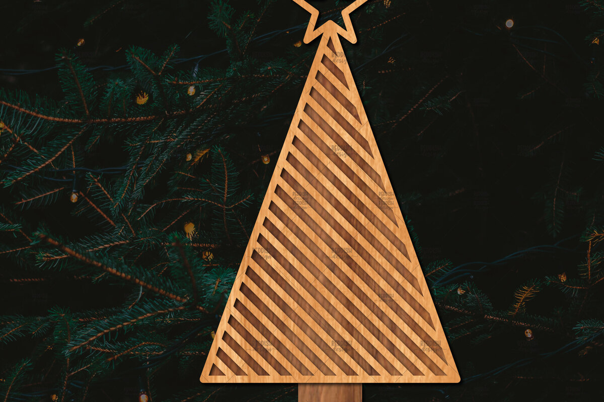 Σετ των 2 Intra απο ξύλο plywood 3mm-4mm πάχος - Στάση κοπής χριστουγεννιάτικου δέντρου με λέιζερ  Δίασταση 20x20 cm INTRAFABR-107492462